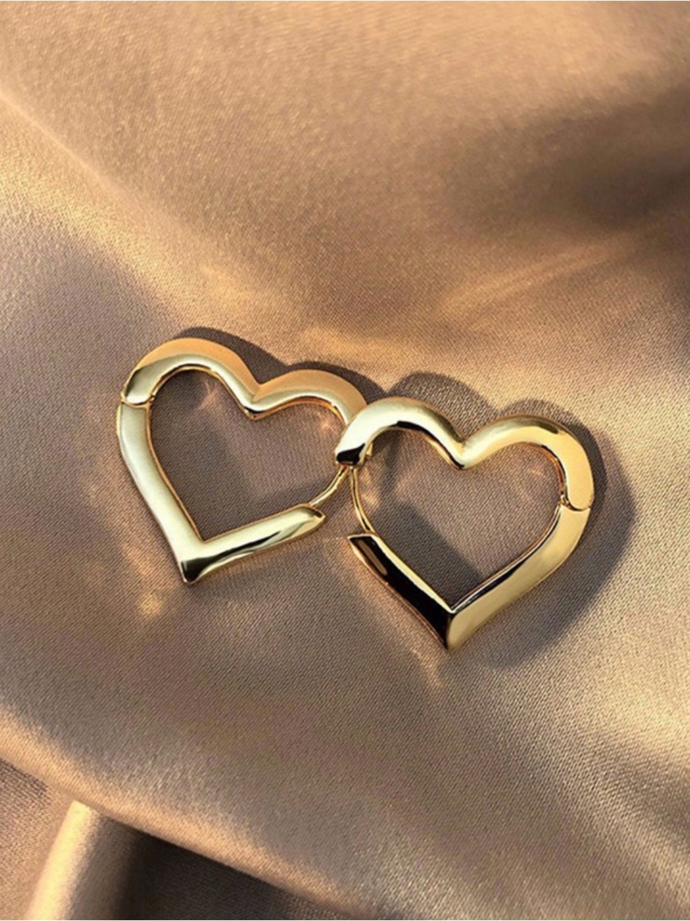 Modern Gold Heart Hoop Earrings Stainless Steel Jewelry